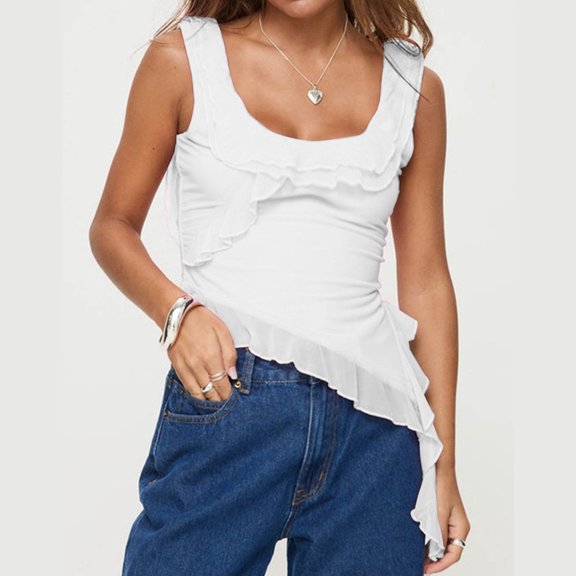 TIANZEN Women's Lace Trim Camisoles Casual Basic Tank Tops For Summer Comfortable Sleeveless Blouse With Floral Design For Daily Wear Womens Tops Back Top A Line Tops for Women