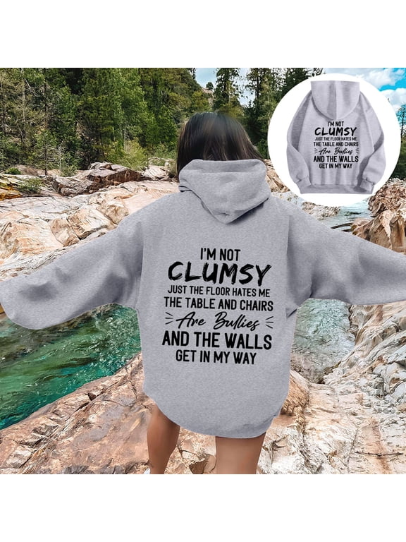 Women's Letter Print Hoodies Long Sleeved Hoodie With Pockets 1 Percent Polyester Hoodie