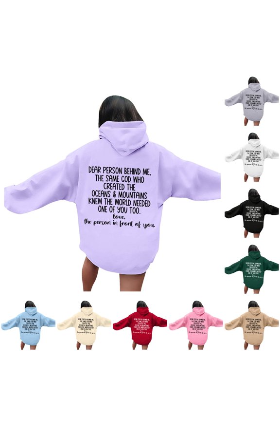 Women's Letter Print Hoodies Long Sleeved Hoodie With Pockets Women Polyester Hoodies