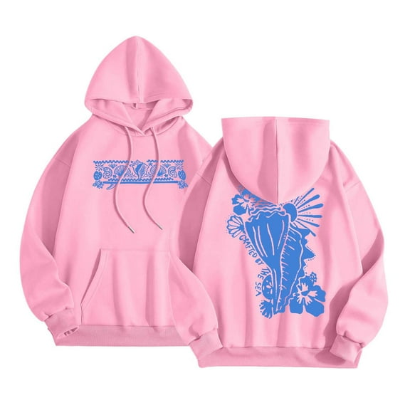 TIANZEN Women's Letter Print Hoodies Long Sleeved With Pockets Hoodie Holiday Sweatshirt Women Womens Sweatshirt Tunic