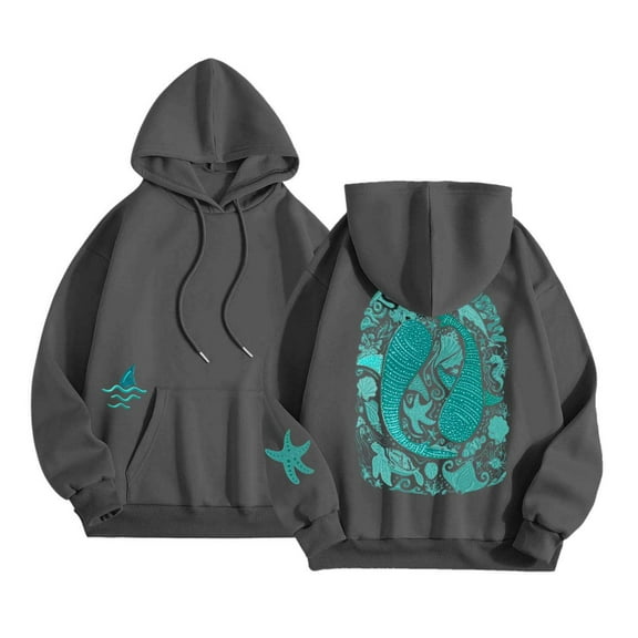 TIANZEN Women's Letter Print Hoodies Long Sleeved With Pockets Hoodie Hoodies for Women Casual Long Sleeve Top