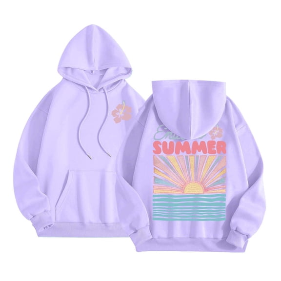 TIANZEN Women's Letter Print Hoodies Long Sleeved With Pockets Hoodie Women Pullover Extra Long Womens Hoodie