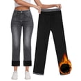 thumbnail image 1 of TIANZEN Women's Lined Jeans Women High Waisted Straight Leg Jeans Winter Lined Jean Pants Tall Mens Thermal Underwear Wool Thermal Underwear Men, 1 of 7