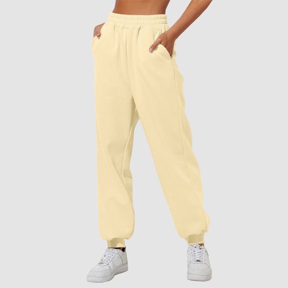 TIANZEN Women’s Lined Sweatpants Wide Straight Leg Pants Bottom Sweatpants Joggers Wide Leg Sweatpants plus Size Casual Pants Suits for Women Womens Casual Pants Elastic Waist with Pockets