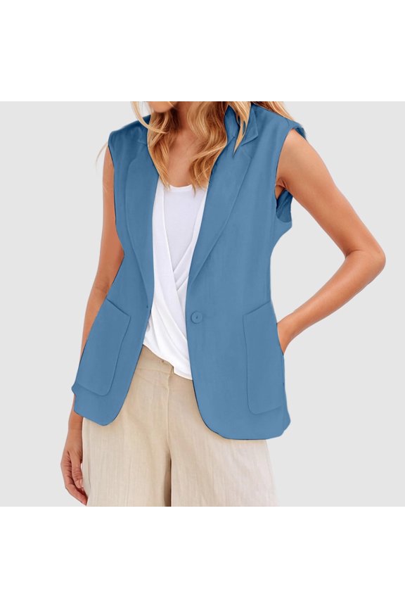 Women's And Linen Sleeveless Solid Color Color Cardigan Small Suit Jacket Women's plus Size Fashion for Women Women Long Jacket Dress Horseback Riding Jacket