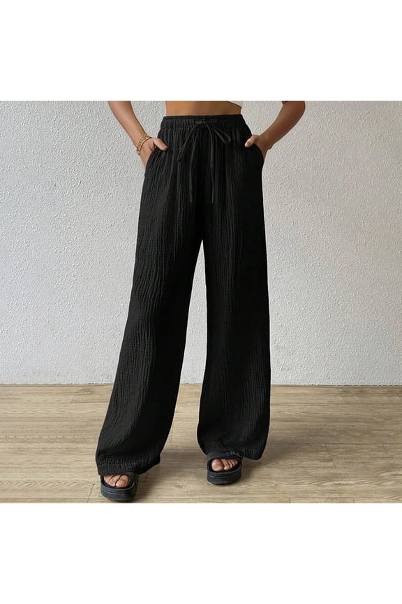 Women's Long Pants Wide Leg Workwear Casual And Business Pants With Pockets Womens plus Size Pants Casual Fall Work Clothes for Women Womens Paper Bag Pants Casual