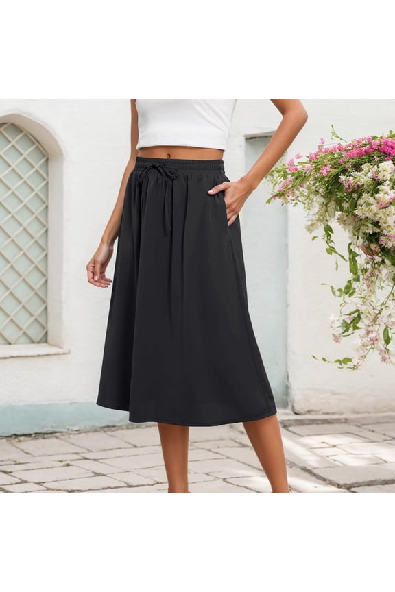 Women's New Mid Length Elastic High Waisted Fashion Elegant Solid Color Skirt Corset Skirt High Waist Rhinestone Fringe Skirt Hangers for Skirts