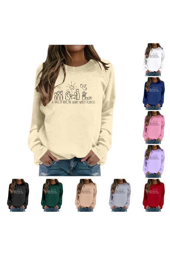 Women's Pullover Hoodie Letter Print Round Neck Top For Fall & Winter Juniors Sweatshirts