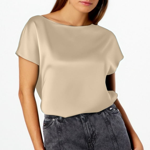 TIANZEN Women's Pure Color Minimalist Fashion Short Sleeve Top V Neck Tee Graphic Long Sleeve Polyester Shirt Women Loose Work Tops Women