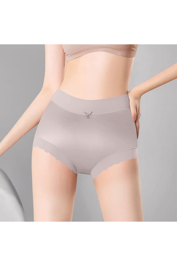 Women's Satin Ice Silk Seamless High Waisted Plus Size Briefs Underwear Womens Bikini Cut Boy Cut Panties for Women Pack Womens Panties Pack No Show