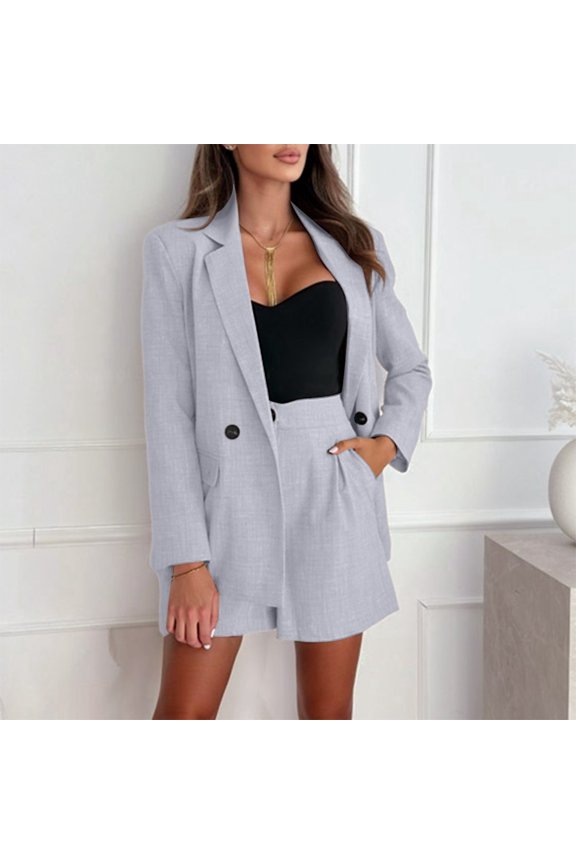 Women's Shorts Suit Set Casual Outfit Button Front Pure Color Comfortable Stretch Work Wear Summer Spring Fall Winter Pool Sheer Cover up Women Suit Cover up Bikini Cover