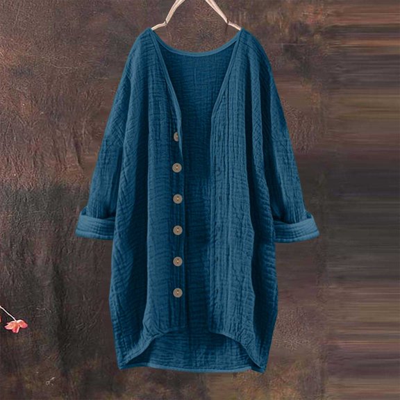 TIANZEN Women's Solid Blouse V Neck Long Sleeve Large Sizes Tunic V Neck Shirt Women's plus Size Sweaters Sweaters for Women plus Size 4x Nice Cardigans