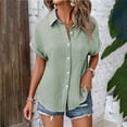 thumbnail image 1 of TIANZEN "Women’s Solid Color Casual Batwing Sleeve Button Up Shirt" Long Length T Shirt Plain T Shirt Women Tight T Shirt Women, 1 of 3