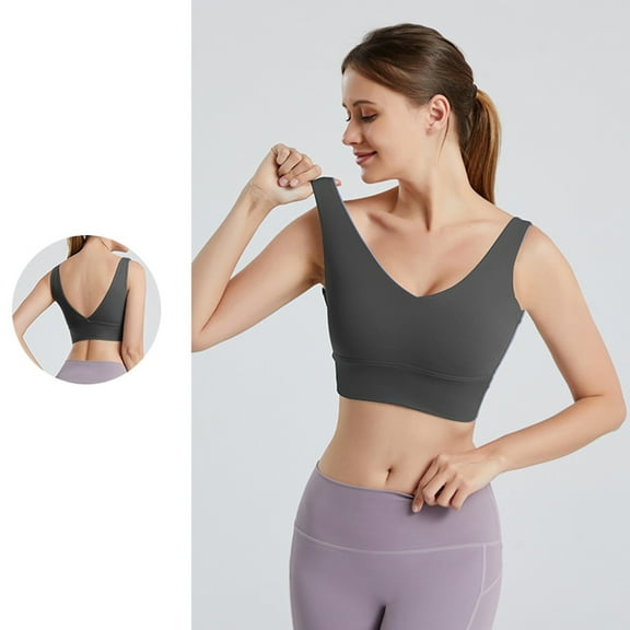 TIANZEN Women's Solid Color Sports Bra Yoga Bra Vest Suspender Crop Sports Bra Girls Workout Tops Women Sports Bras for Women Padded