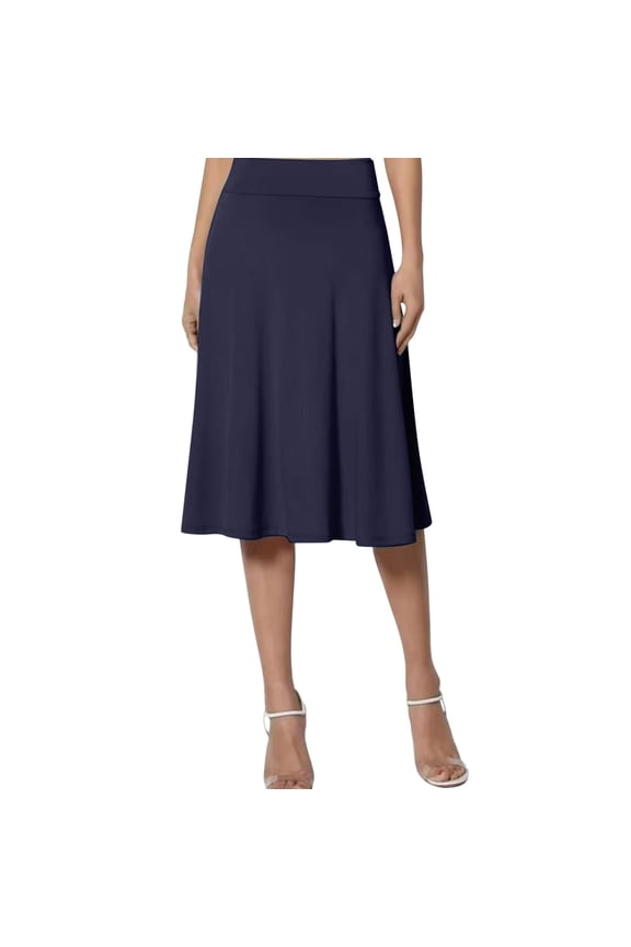 Women's Solid Lightweight Flare Midi Pull On Closure Skirt Lace Skirt Poodle Skirts for Girls Mobile Home Skirting