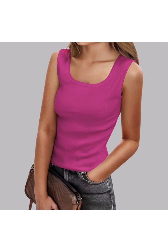Women's Square Neck Tank Top Sleeveless Casual Layering Shirt For Summer Ideal For And Outfits Comfortable Basic Top Active Loose Tops for Women Tang Tops Tops for Women Loose Fit