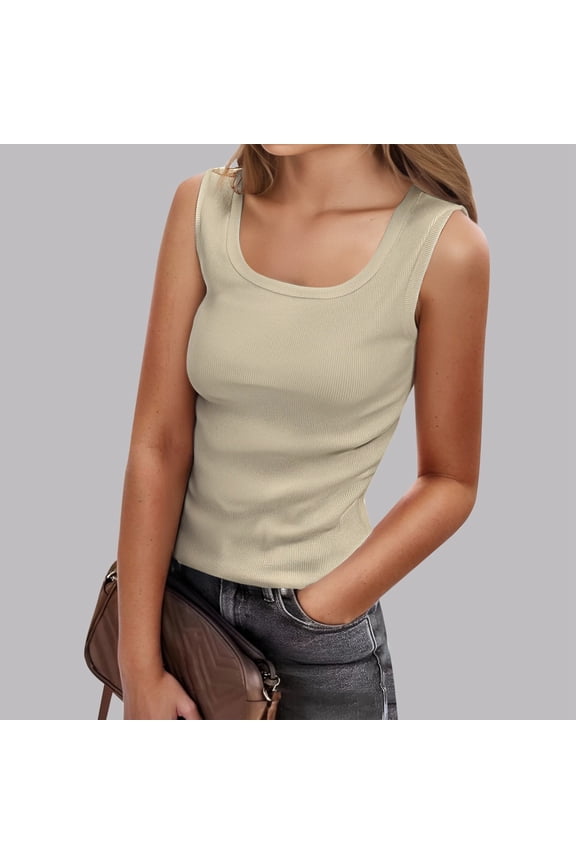 Women's Square Neck Tank Top Sleeveless Casual Layering Shirt For Summer Ideal For And Outfits Comfortable Basic Top Active Loose Tops for Women Tang Tops Tops for Women Loose Fit