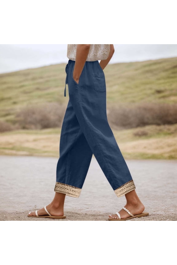 Women's Summer Casual Hollow Out Long Pants Lightweight Breathable Comfortable Daily Wear High Waist Womens Casual Leggings Stretchy Work Pants Women's Casual Pants Cute Pants for Women Trendy