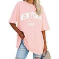 thumbnail image 1 of TIANZEN Women's Sweatshirt Summer Half Sleeved Long Shirt Vintage New York Letter Print Casual Fashion T Shirt Long Fitted Shirts for Women Turtle Necks for Womens Long Sleeve Pack Long Sleeve Tee, 1 of 3