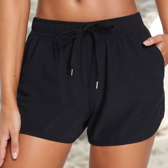 TIANZEN Women's Swim Shorts With Pockets High Waisted Board Swimsuit Bathing Shorts Bathing Suit Bottom Boy Shorts Swimsuit Bottom Swim Bikini Swim Shorts for Girls Cover Ups for Swimwear Women Pants