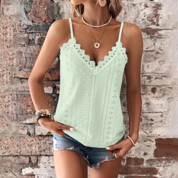 TIANZEN Women's Tank Top V Neck Lace Camisole Casual Cute Summer Top Loose Fit 2 Lane Top Athletic Set 3x Sleeveless