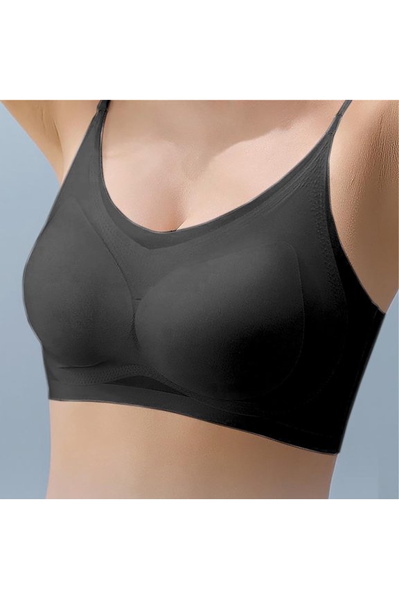 Women's Thin Ice Silk Seamless Thin Breathable Big Chest Small Strap Beauty Back Sleep Bra Womens Workout Sports Bra Athletic Women Athletic Bra