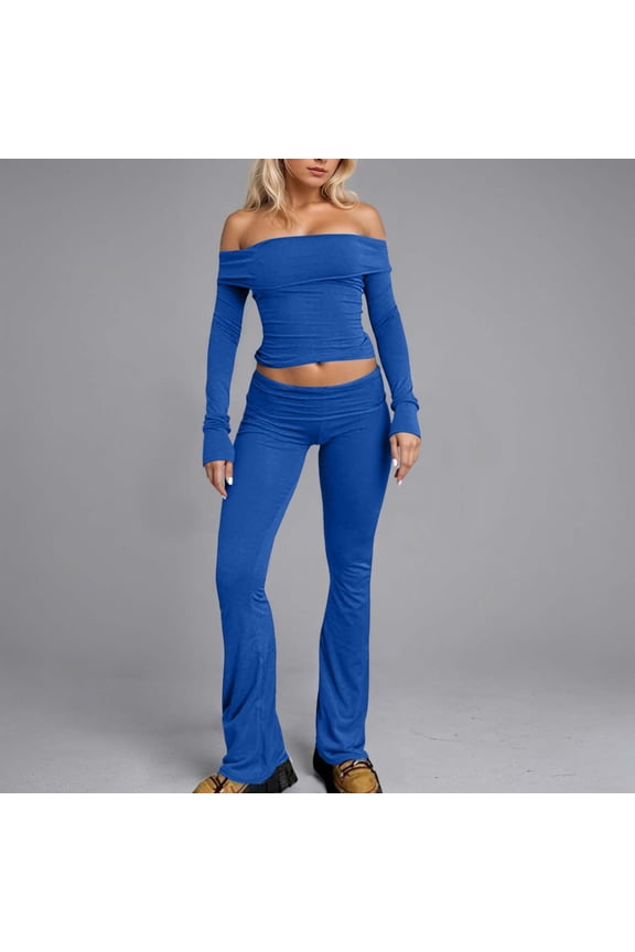 Women's Trousers Suit Set Casual One Shoulder High Waist Slim Fit Outfit For Daily Wear Spring Fall Season Yoga Pants Dress for Women Dressy Womens Work Pants Wide Leg