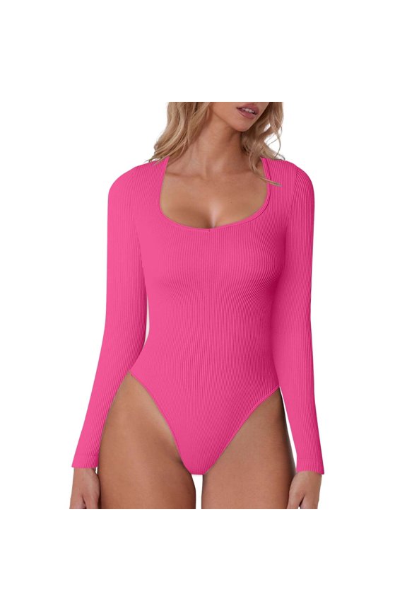 Women's V Neck Square Tight Fitting Clothes And Pants Women's Threaded Long Sleeved Tight Fitting Top Jumpsuit Women's Fashion Overalls Wedding Pant Suits One Shoulder Jumpsuits for Women