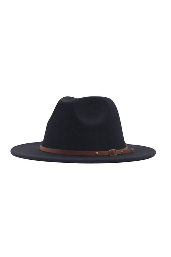 Womens Classic Wide Floppy Panama Hat Belt Buckle Wool Fedora Hat Frat Boy Hat