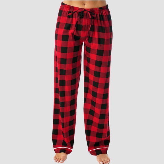 TIANZEN Womens Fashion Casual Plaid Loose Sport Plaid Pajama Pants Trousers Pajama Pants Sleepwear Plaid Pajamas Stretchy Yoga Warm up Pants