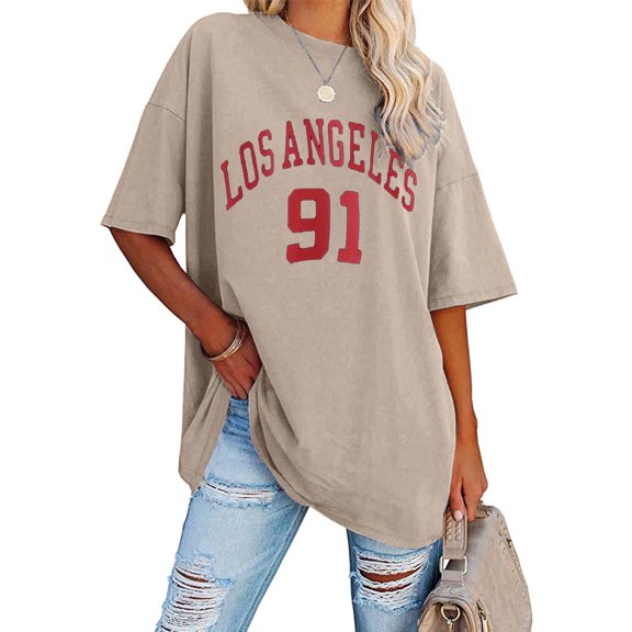 TIANZEN Womens Fashion Round Neck Short Sleeved Letter Printed T Shirt Top Hiking Shirts Women Workout Shirt Long Sleeve Tees