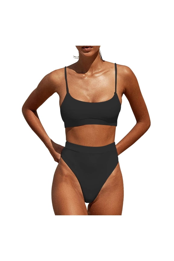 Womens High Waisted Swimsuits Bottom Padded Bathing Suits Bikini Sets Top Two Piece Swimwear Swim Shorts Girls Long Board Shorts for Women Swim 3 Athletic Swimsuits for Women