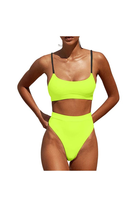 Womens High Waisted Swimsuits Bottom Padded Bathing Suits Bikini Sets Top Two Piece Swimwear Swim Shorts Girls Long Board Shorts for Women Swim 3 Athletic Swimsuits for Women