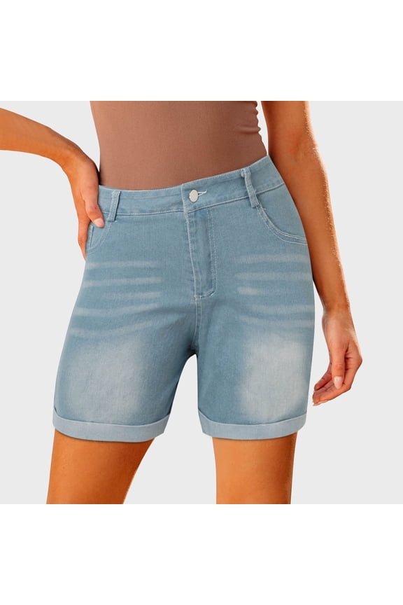 Womens Jeans High Waist Short Trousers Womens Summer Stretch Denim Hot Pants Jeans Shorts Women With Women Shorts Dressy Long Womens Shorts for Summer Elastic Waist Aprons for Women Short