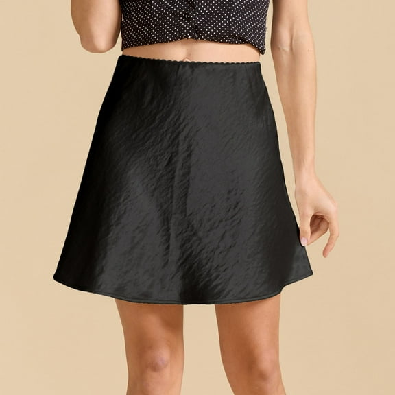 TIANZEN Womens Satin Mini Skirt Elastic Waist A Line Silk Mini Short Skirts For Women Casual Skirts for Women Midi Skirt Mini Skirts for Women