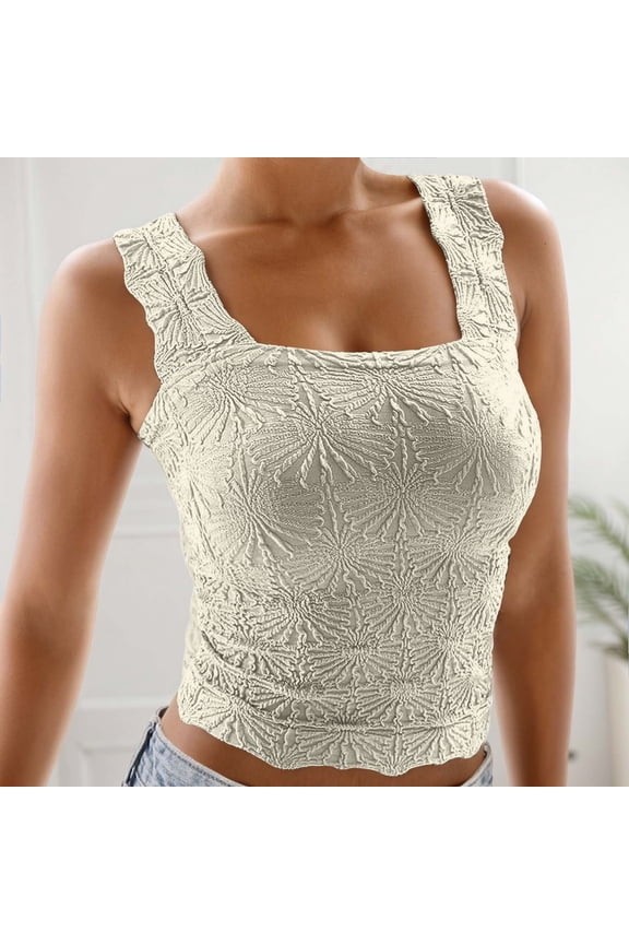 Womens Square Neck Ribbed Tank Tops Sleeveless Crop Tops Summer Clothes 90s Top Women Neck Biking Crop Top