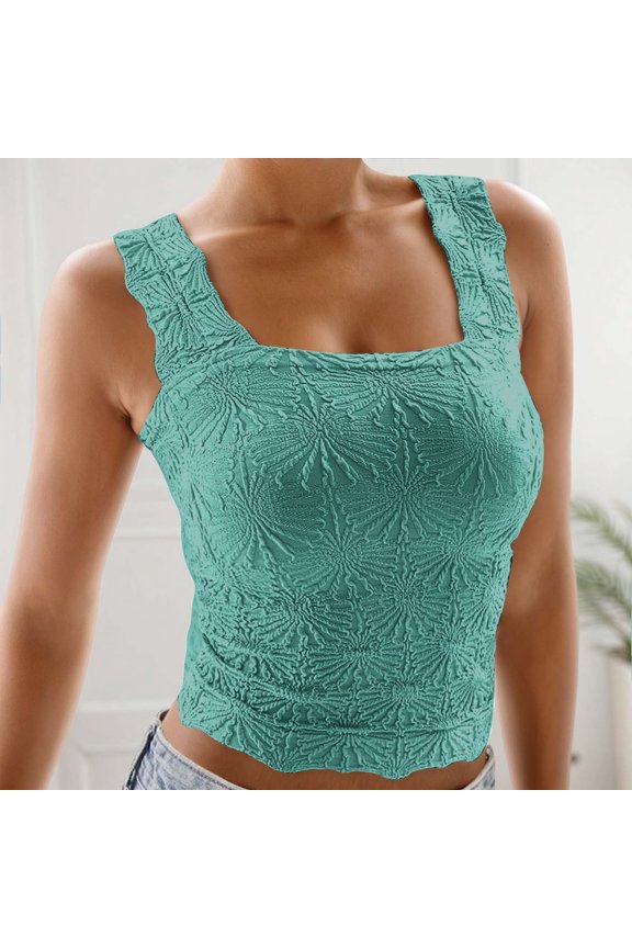 Womens Square Neck Ribbed Tank Tops Sleeveless Crop Tops Summer Clothes Athletic Cropped Top Dressy Shirt 4x for Women