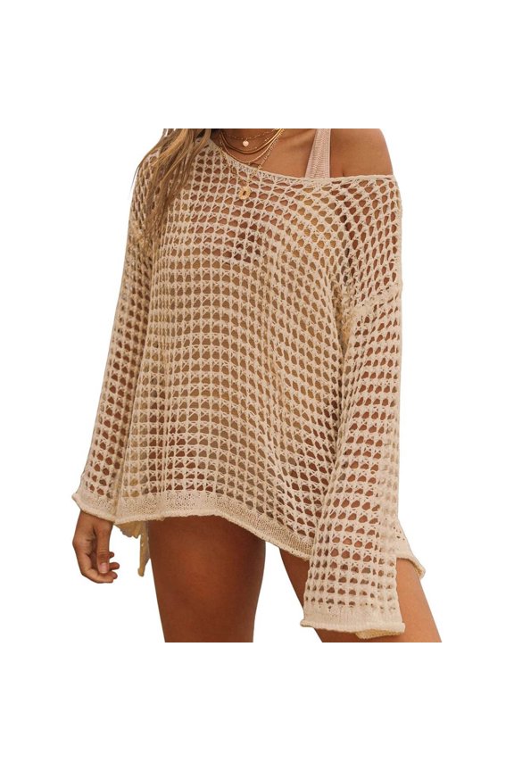 Womens Summer Neck Short Sleeve Sweater Casual Crochet Hollow Out Knit Tops Pullover Shirts Beach Cover Up Long Sleeve Running Shirts 2 T Long Sleeve Compression Shirt Women