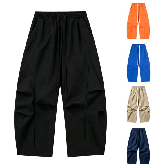 TIANZEN Womens Wide Leg Barrel Pants Casual Elastic Waist Cargo Pants Baggy Track Pants Parachute Pants Jogger Pants plus Size Sweatpants for Women