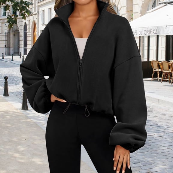 TIANZEN Zip Up Hoodie Women Oversized Sweatshirt Cropped Jacket Trendy Jacket Workout Coat Womens plus Size plus Size Jean Jacket 5x 3x Womens Winter Coats And Jackets