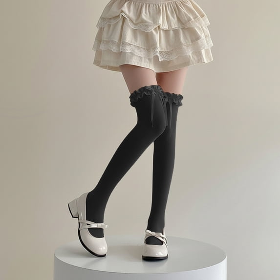 TIANZEN ’s Lace Bow Thigh High Stockings – Over The Knee Hold Ups Tights