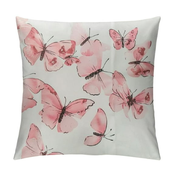 TIAOTIAOHOU 3D Butterfly Decorative Throw Pillow Cover Pillow Case Rectangle Cushion Cover for Summer Sofa Bedroom Couch Home Decor Pink