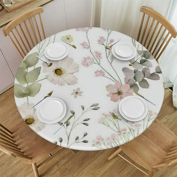 TIAOTIAOHOU Blue-2 Round Tablecloth for Picnic Dining Kitchen Farmhouse 70x70in