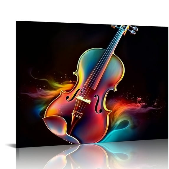 TIAOTIAOHOU Canavs Wall Art Abstract Violin Painting Galaxy Nebula Picture Art Print on Canvas Colorful Artwork Music Poster Contemporary Classroom Living Room Bedroom Decoration