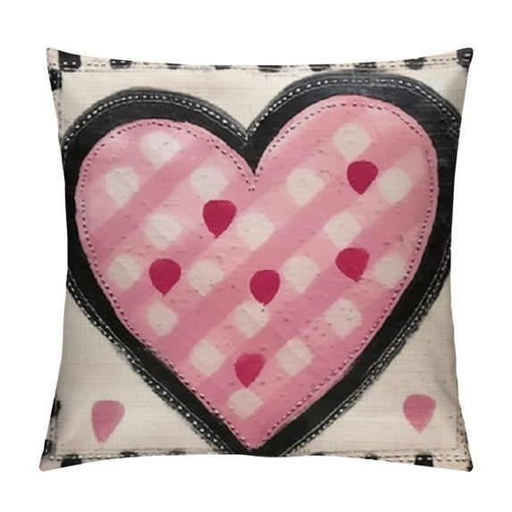TIAOTIAOHOU Valentine's Day Throw Pillow Covers, Red Polka Dots Hearts Striped Decorative Pillowcases for Home Sofa Couch Cushion Decoration