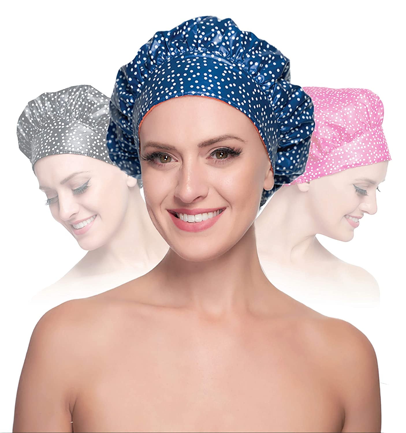 TIARA Shower Cap for Women, Terry Lined LeakFree, Washable and