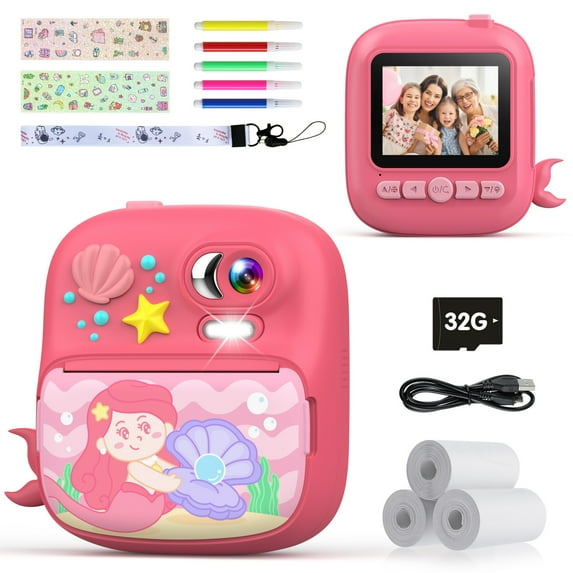 TIATUA Kids Camera Instant Print, Digital Cameras for Girls Aged 3-15, Toddler Toys Gifts - Pink