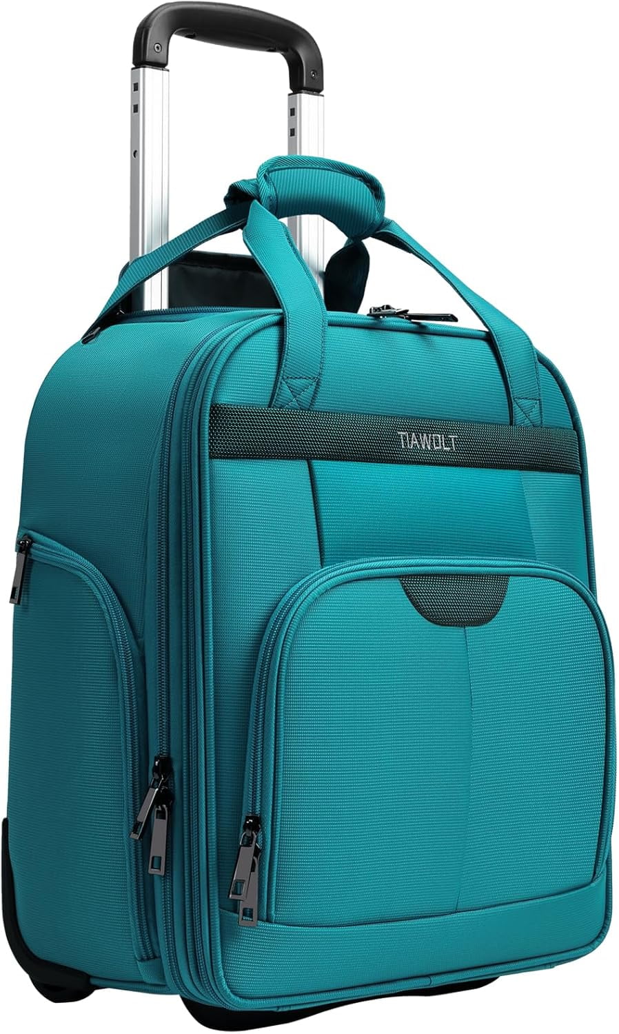 TIAWOLT Personal Item 16-Inch Underseat Carry on Luggage With Wheels Lightweight Wheeled Underseater under seat bags for airplanes Upright 2 Wheel ,Boy and Girl,Teal Green