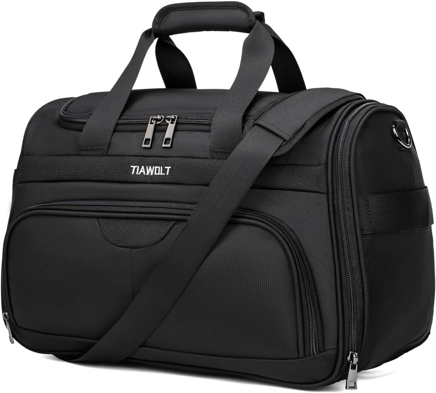 TIAWOLT Underseat Carry On Luggage Lightweight Travel Tote Weekender Bag Overnight Duffle for Trip, Travel Essentials Personal Item Travel Bag for Women and Men,Black