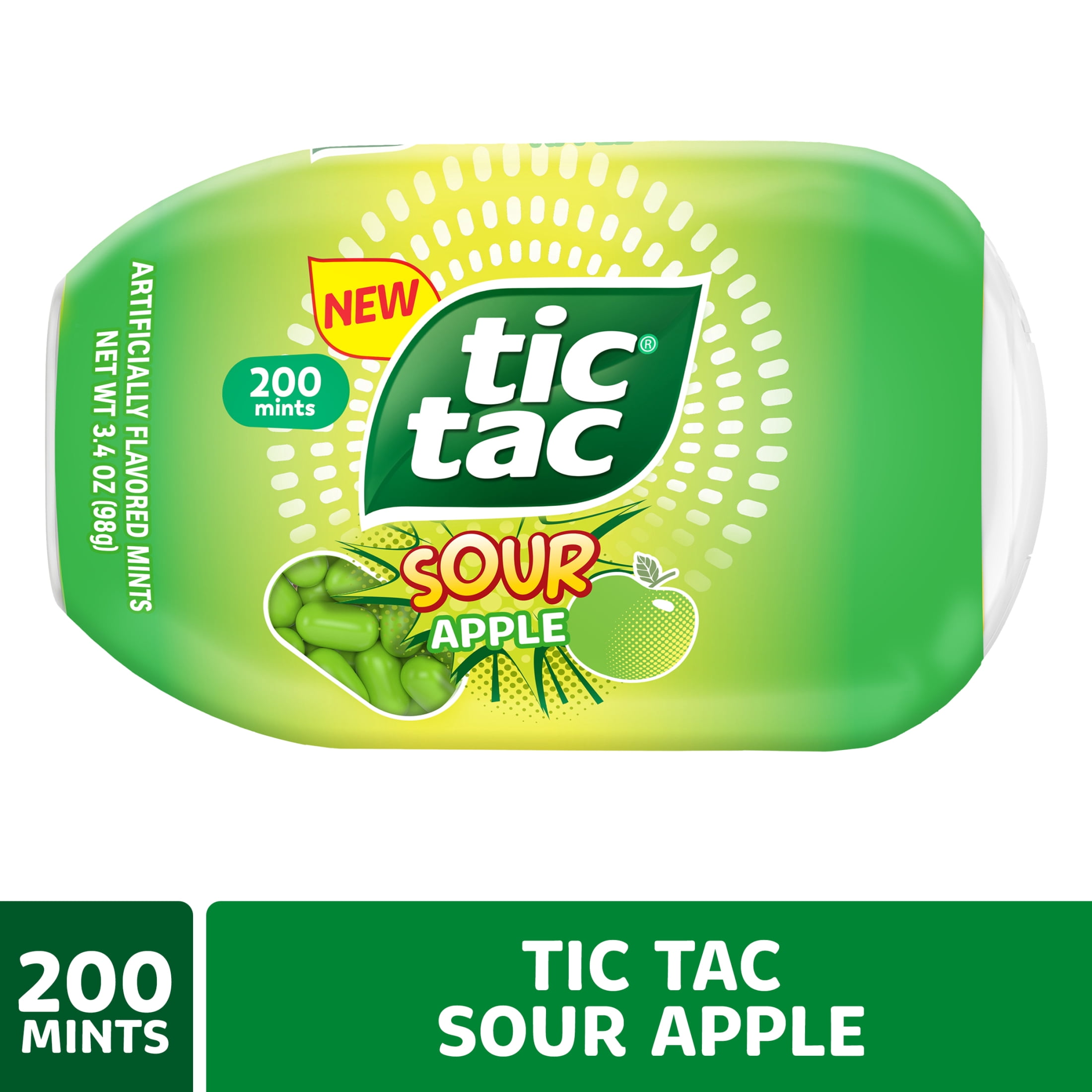 Tic Tac Sour Apple, On-the-Go Pocket-Sized Mints, 200 pieces, 3.4 oz Bottle Pack
